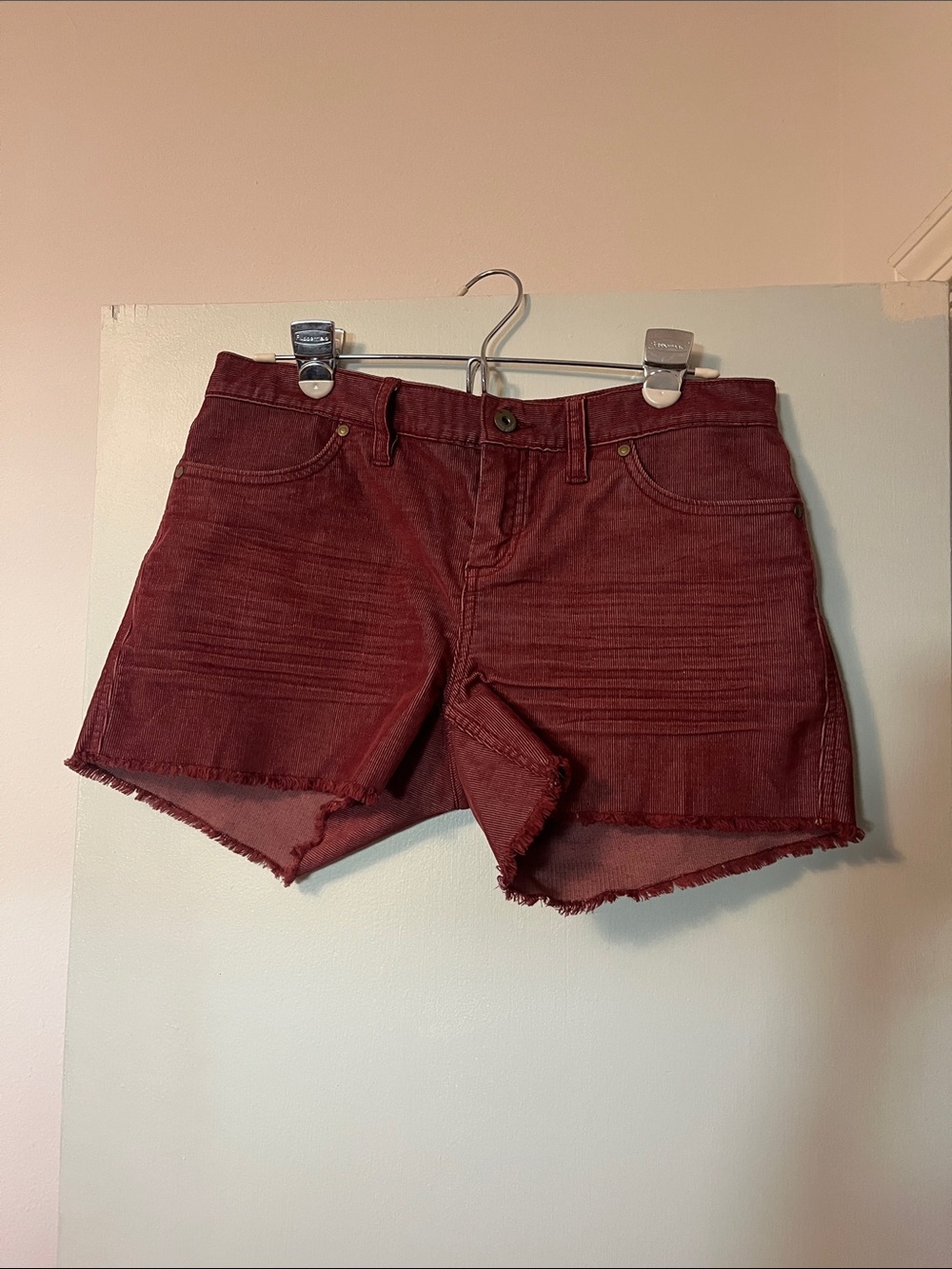 Carve Designs Red Frayed Hem Denim Shorts